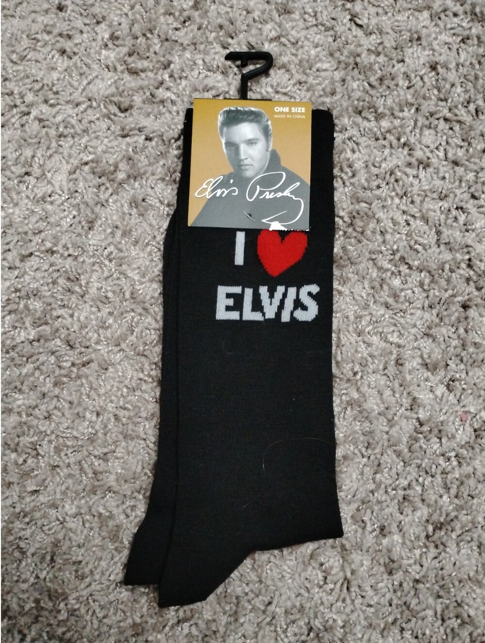 Official Elvis Presley "I ❤️ ELVIS" Men's Crew Socks Black NWT